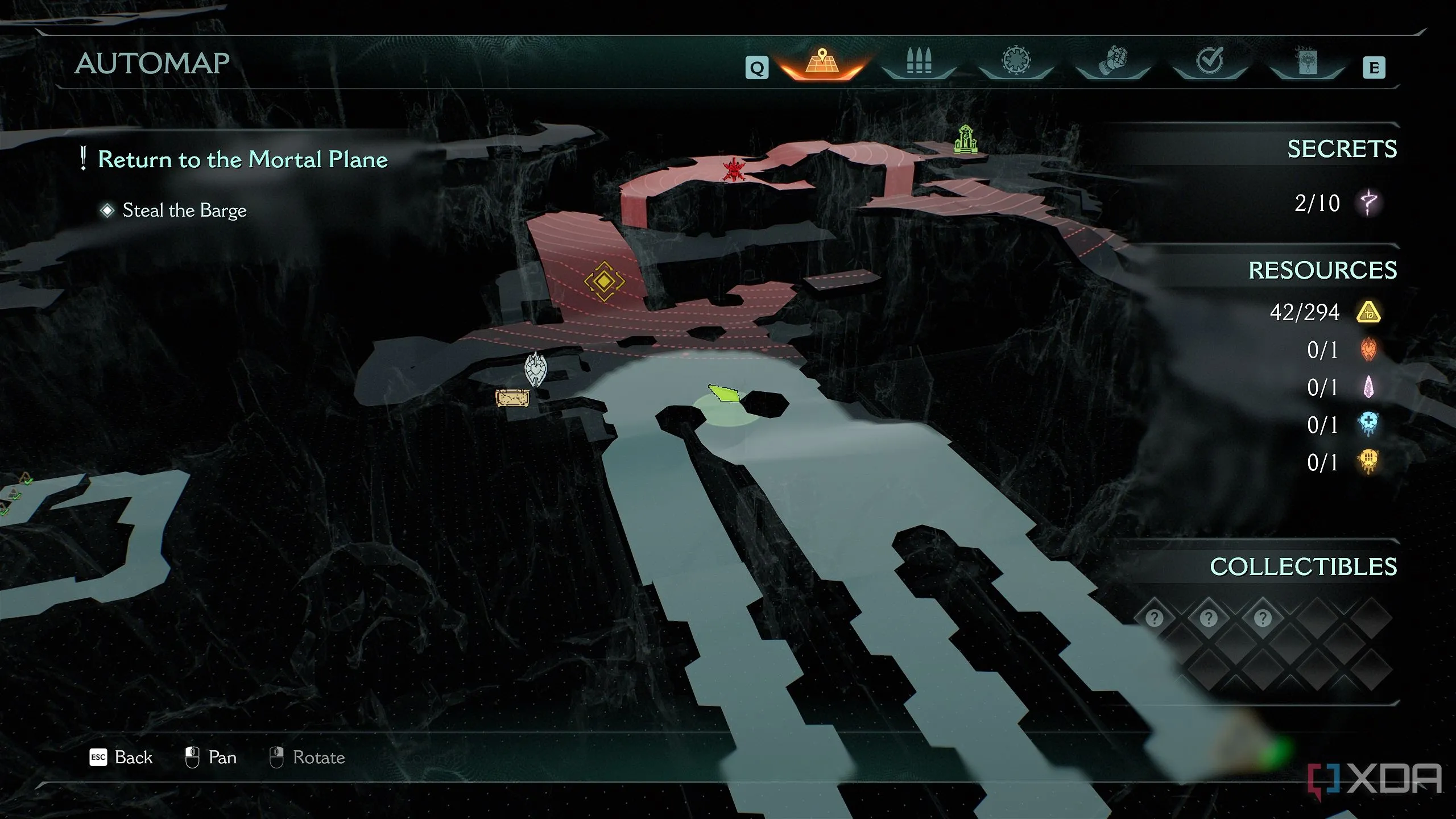 Bản đồ 3D Automap trong Doom: The Dark Ages hiển thị vị trí của Red Ruby.