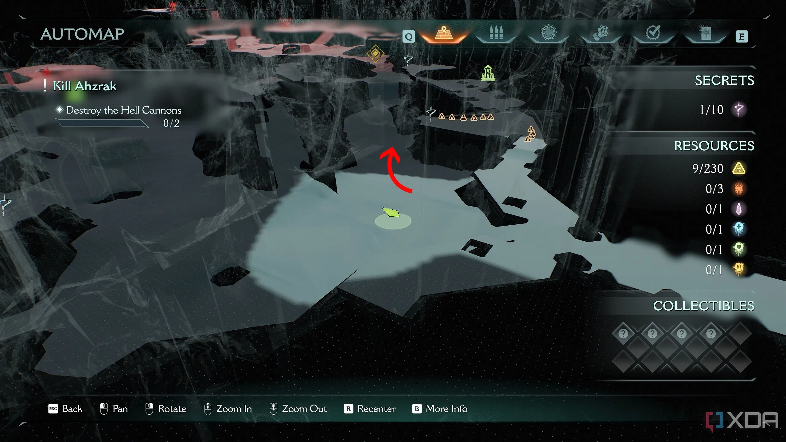 Bản đồ 3D hiển thị vị trí khu vực bí mật 2 trong Doom The Dark Ages Chapter 10