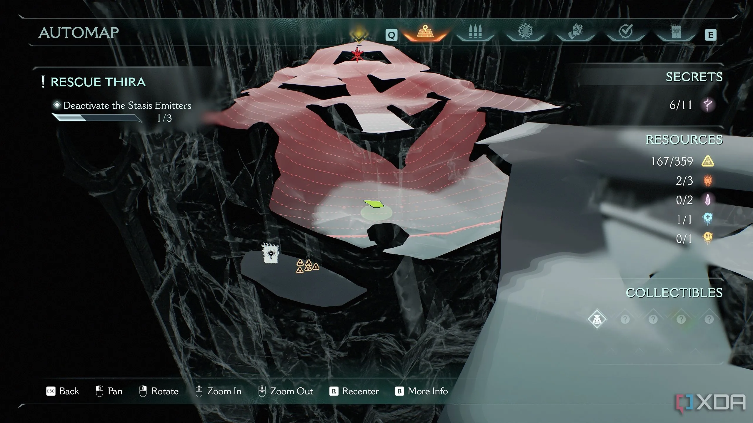 Bản đồ 3D vị trí trang Codex phía dưới trong Doom The Dark Ages Chapter 14