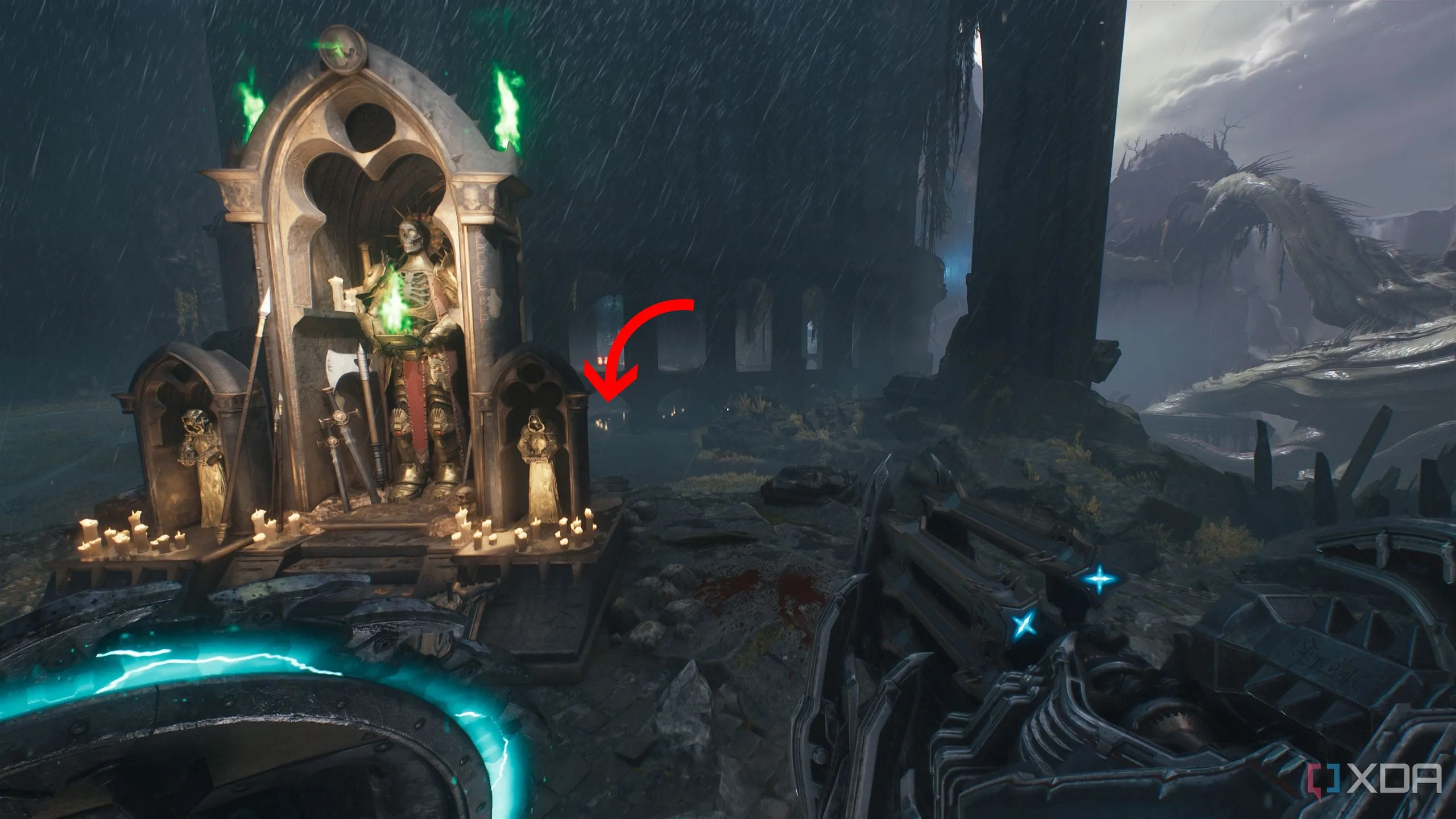 Bàn thờ Sentinel trước khu vực bí mật 2 trong Doom The Dark Ages Chapter 14