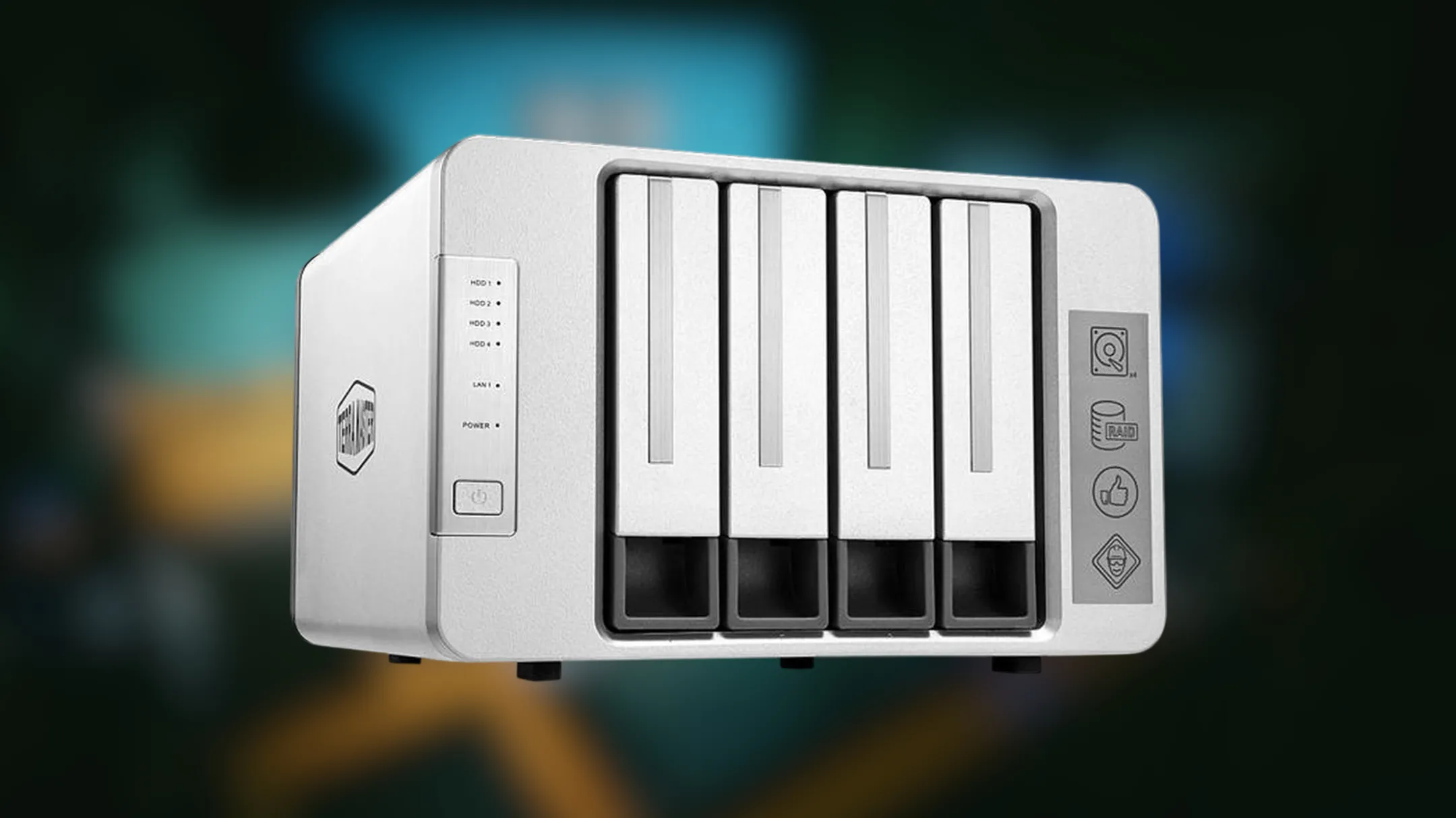 Bên trong NAS TerraMaster F4-210 với các khay ổ cứng và linh kiện
