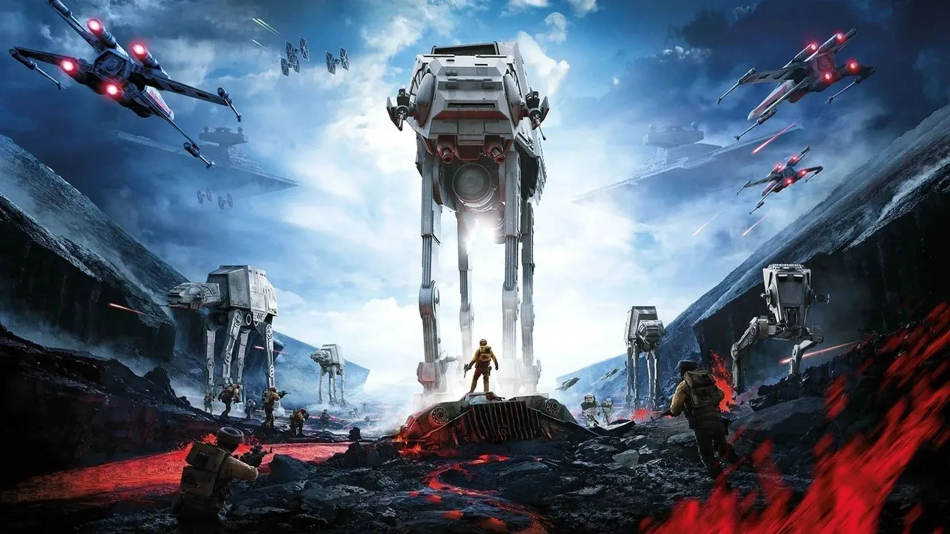 Bìa đĩa game EA Star Wars Battlefront với Darth Vader và một Stormtrooper