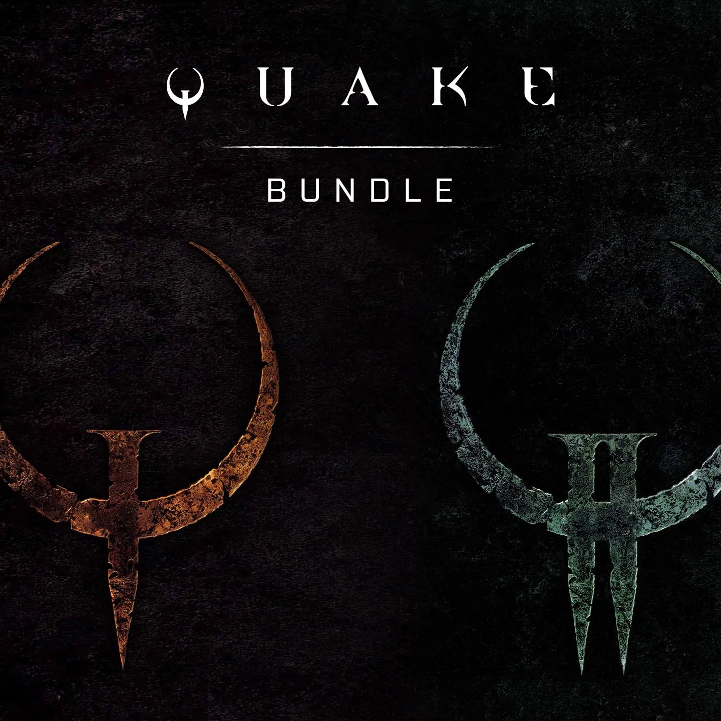 Bìa đĩa game Quake I + II Enhanced Bundle, minh họa phong cách đồ họa được cải tiến