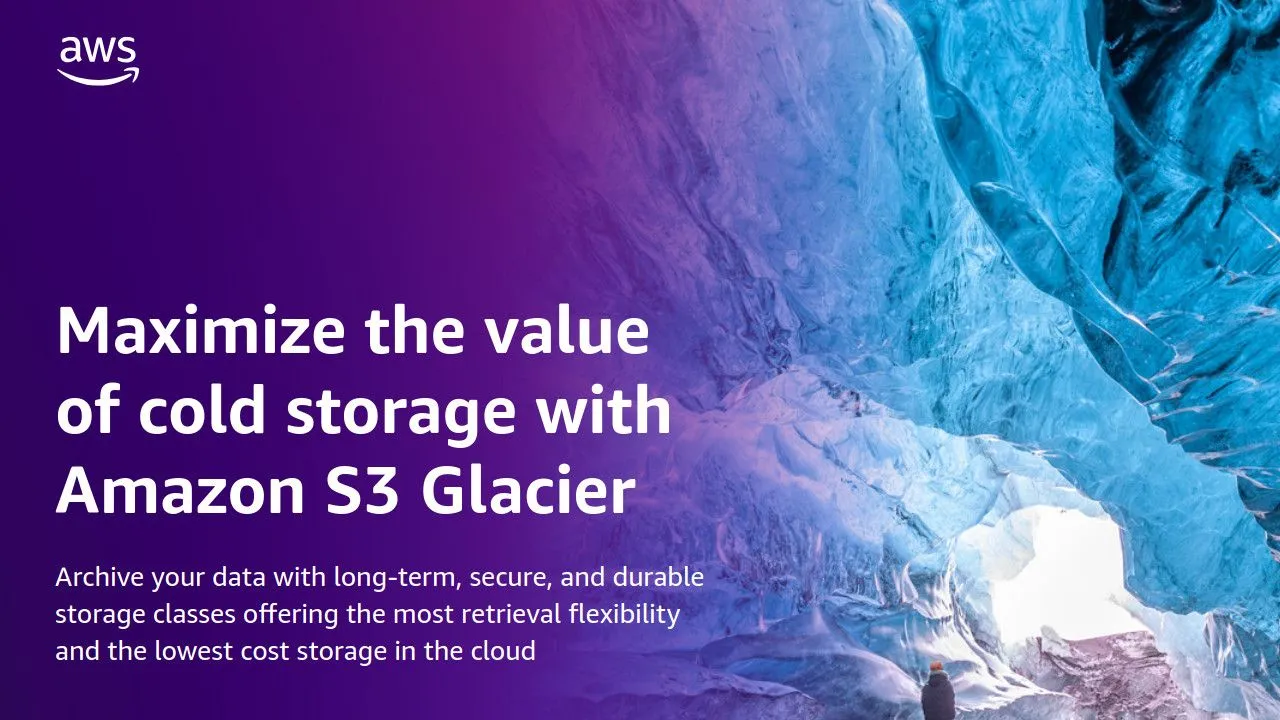 Bìa ebook AWS Glacier, nhấn mạnh giải pháp lưu trữ đám mây dài hạn, an toàn và bền bỉ của Amazon S3 Glacier