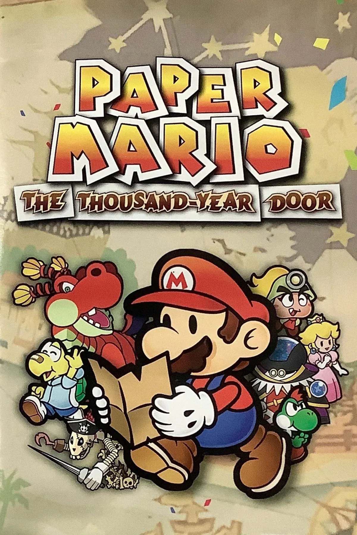 Bìa game Paper Mario The Thousand-Year Door phiên bản GameCube với Mario và đồng đội