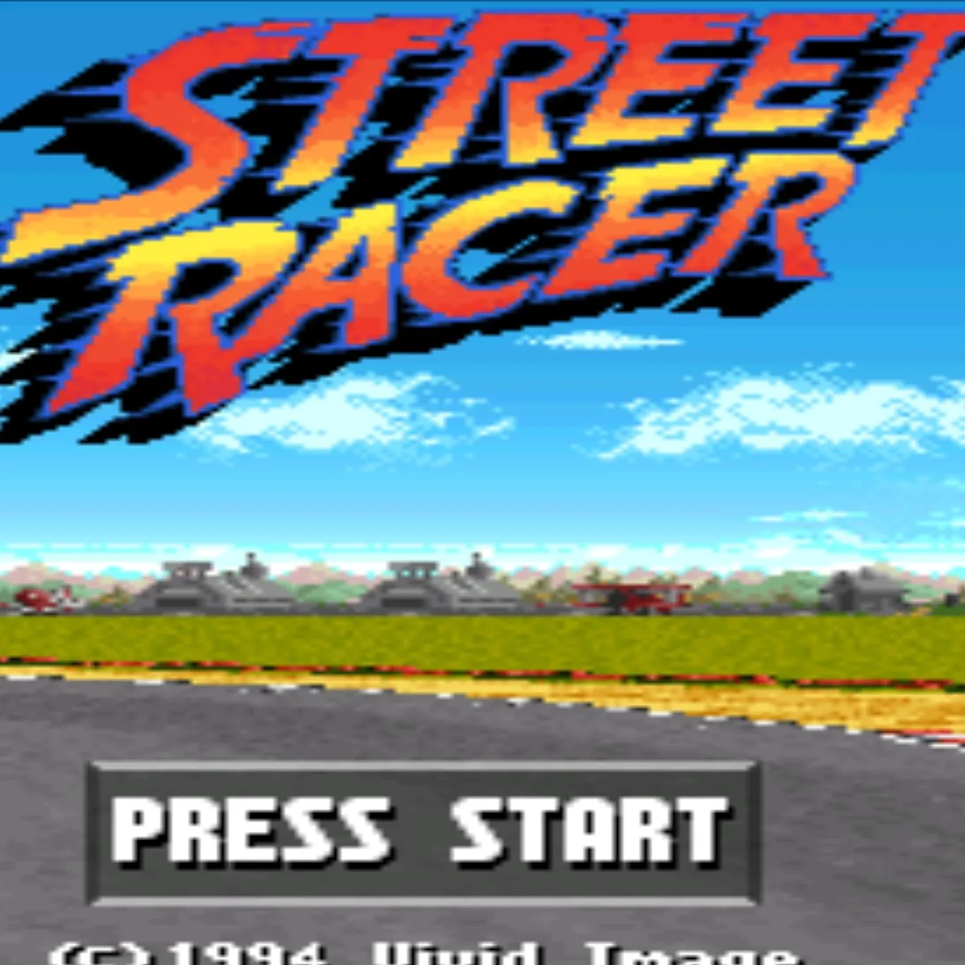 Bìa game Street Racer trên SNES với hình ảnh các nhân vật hoạt hình và xe đua.