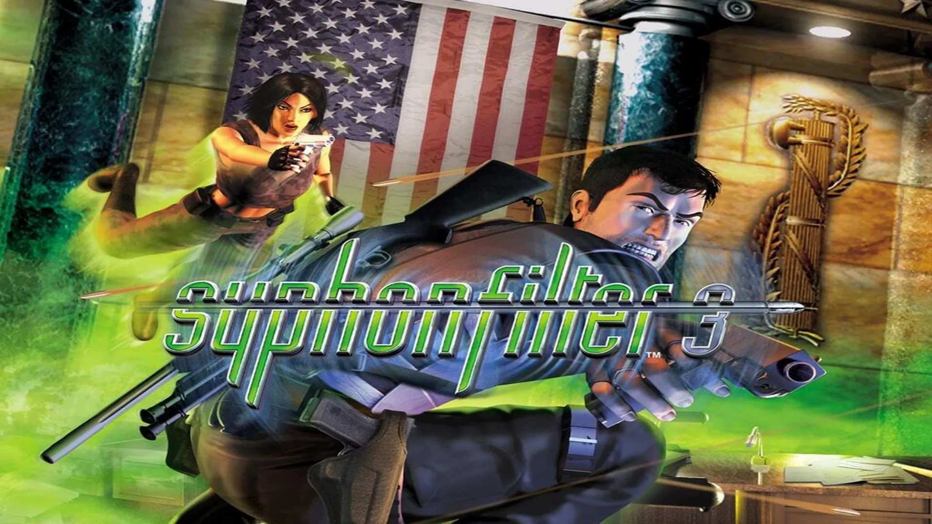 Bìa hộp game Syphon Filter 3 phiên bản gốc trên PlayStation 1, ra mắt trước sự kiện 11/9