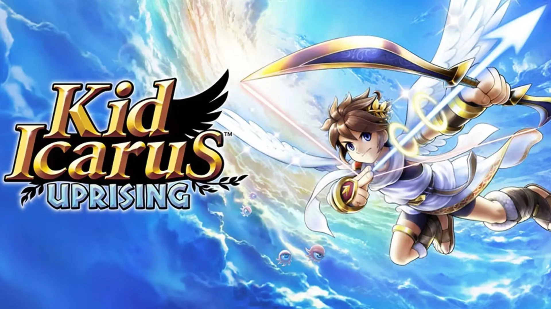 Bìa hộp key art của tựa game Kid Icarus Uprising, thể hiện Pit trong vai trò nhân vật chính