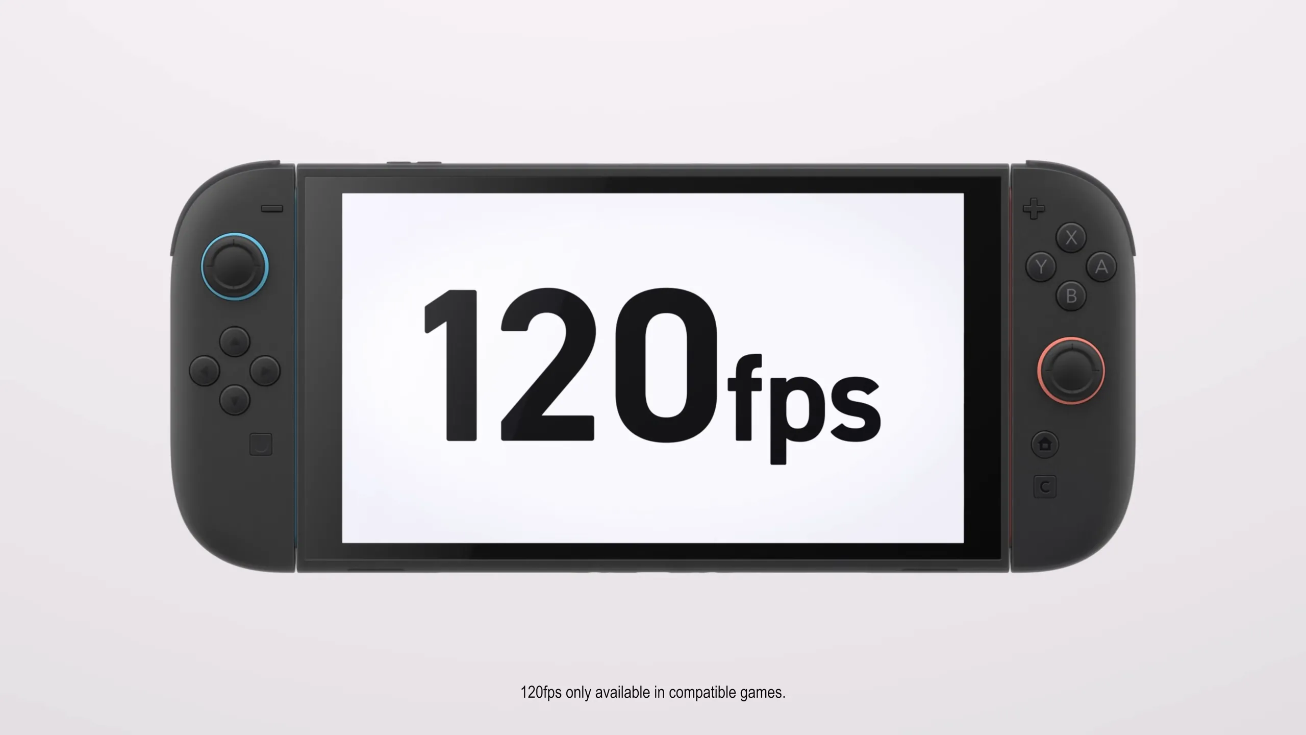 Biểu tượng 120 FPS hiển thị trên màn hình Nintendo Switch 2, thể hiện khả năng tái tạo khung hình mượt mà