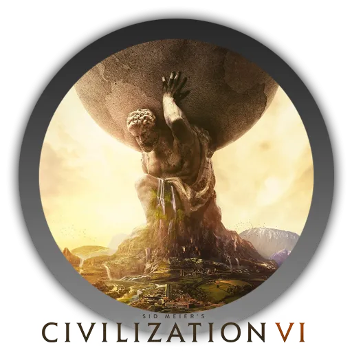 Biểu tượng của game chiến thuật Civilization VI với các công trình kiến trúc cổ đại và hiện đại