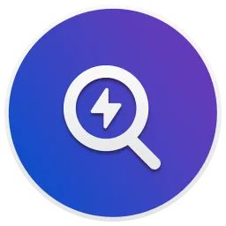 Biểu tượng của phần mềm Quick Search với thiết kế trong suốt và biểu tượng kính lúp