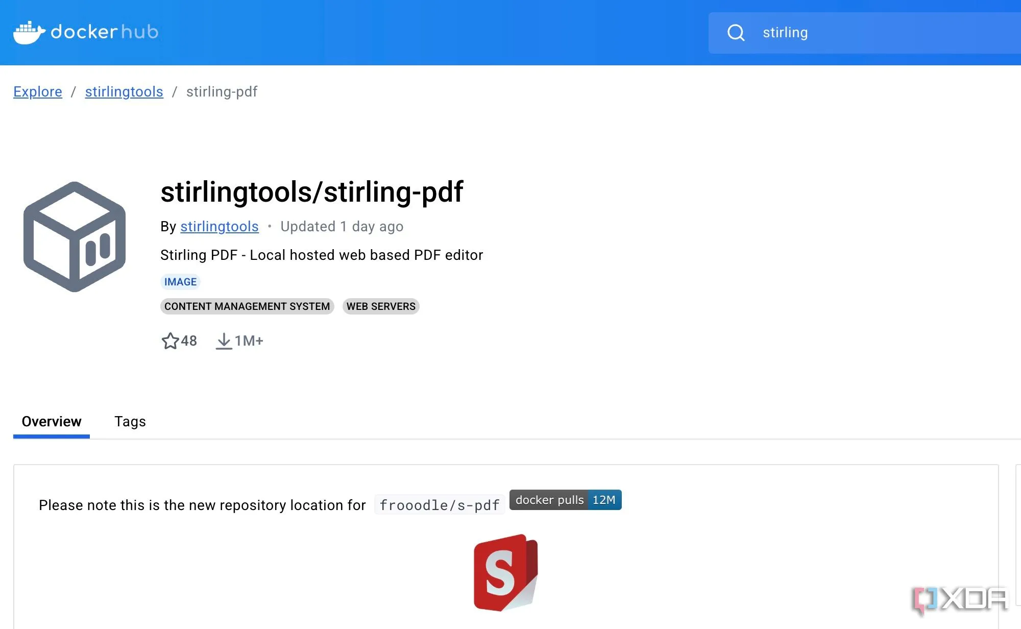 Biểu tượng Docker với Stirling PDF