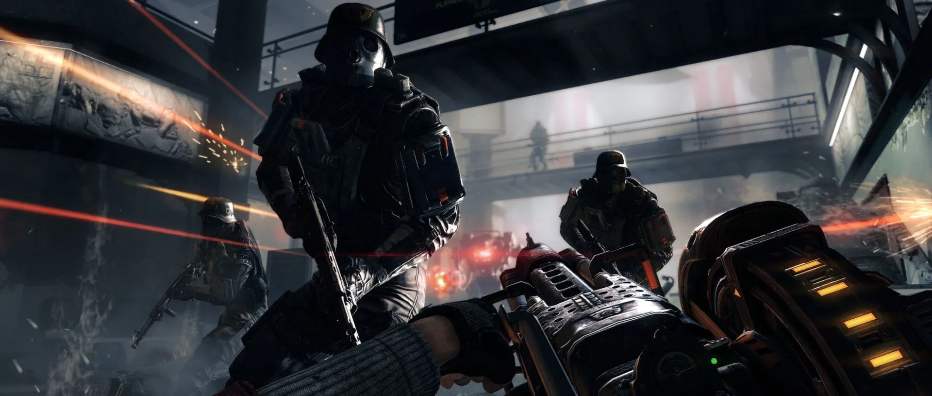 B.J. Blazkowicz nhìn ra ngoài cửa sổ trong Wolfenstein: The New Order, thể hiện khoảnh khắc suy tư giữa những lựa chọn và hậu quả đầy ám ảnh