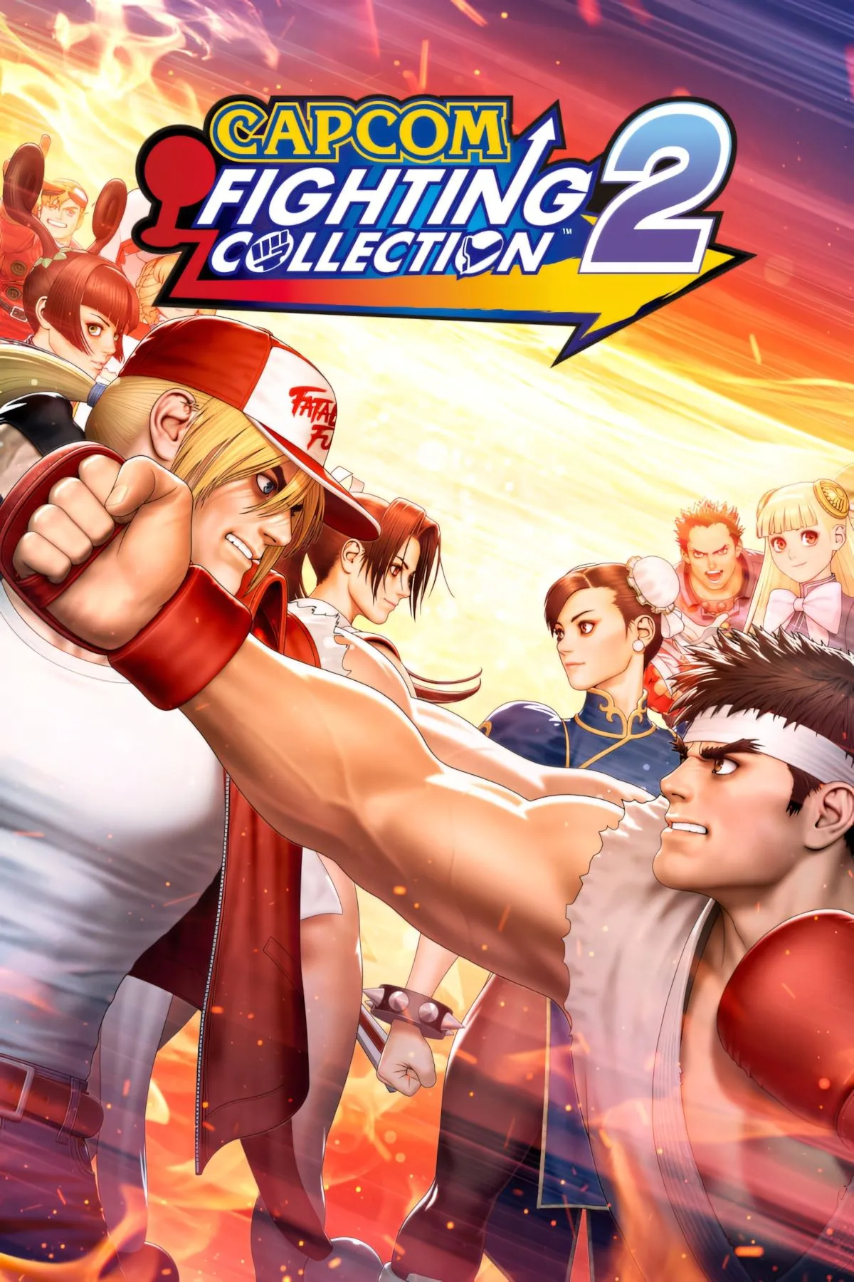 Bộ sưu tập game đối kháng Capcom Fighting Collection 2 với các nhân vật nổi bật trên bìa đĩa.