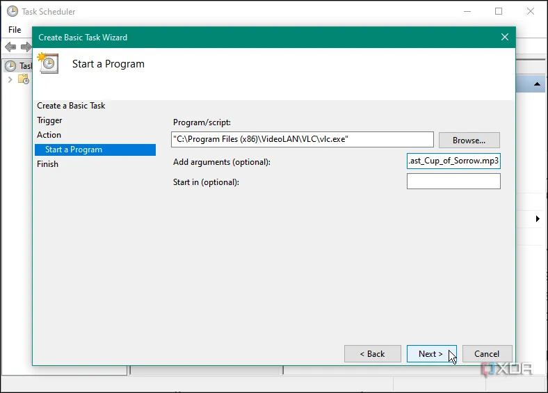 Các bước cấu hình Task Scheduler để phát nhạc với VLC khi đăng nhập Windows