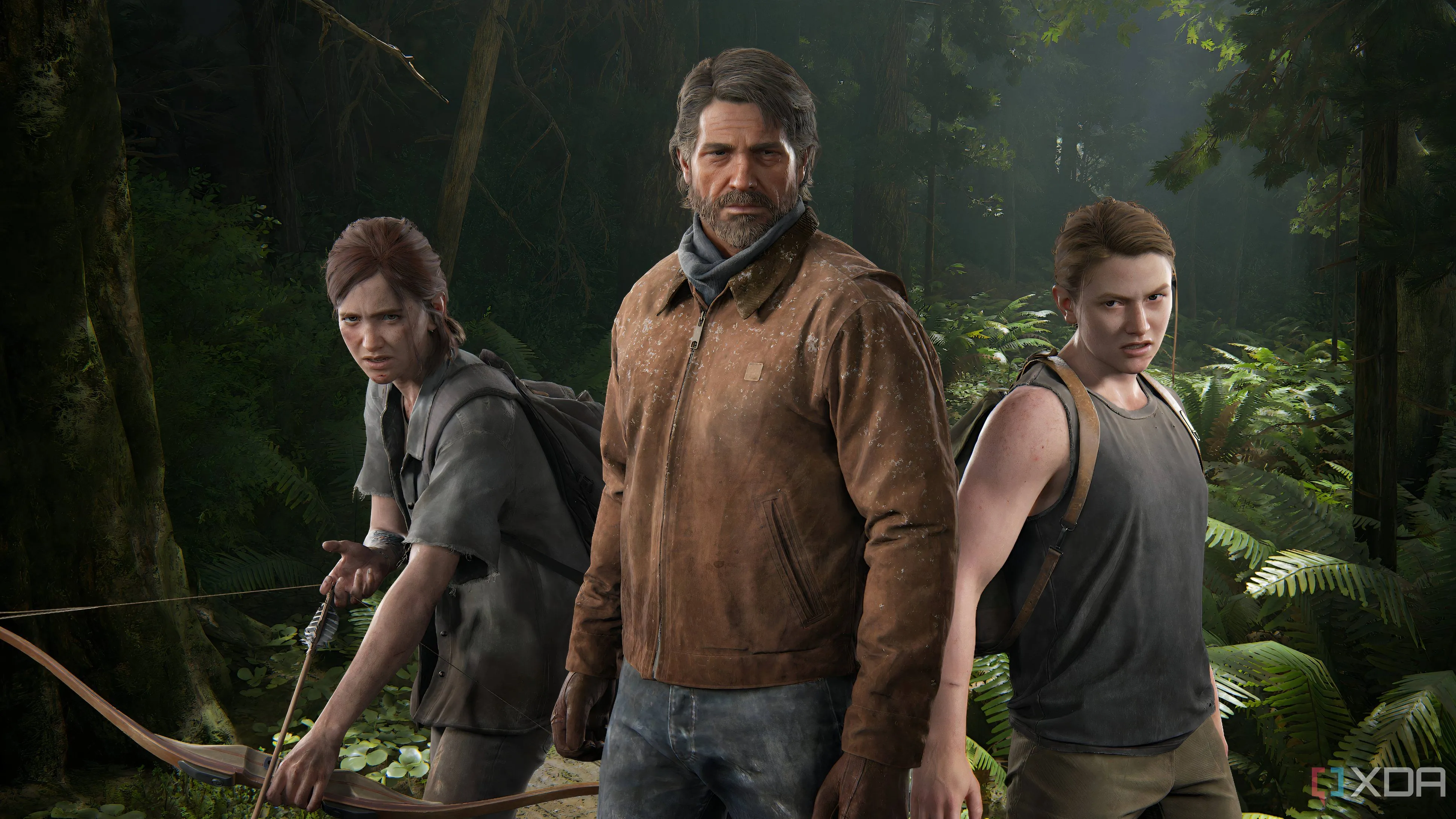Các nhân vật chính Ellie, Joel và Abby trong game The Last of Us Part II.