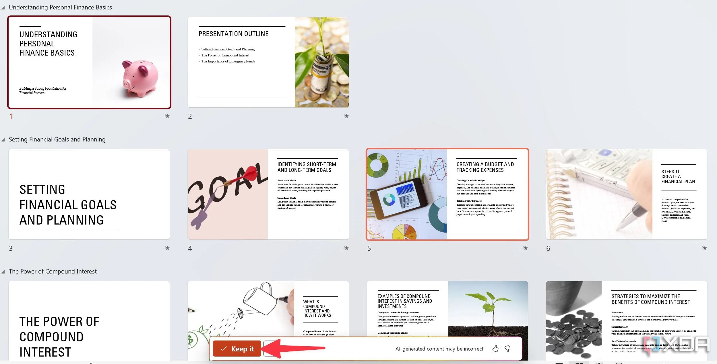Các slide được tạo tự động bởi Copilot trong PowerPoint, minh họa khả năng AI