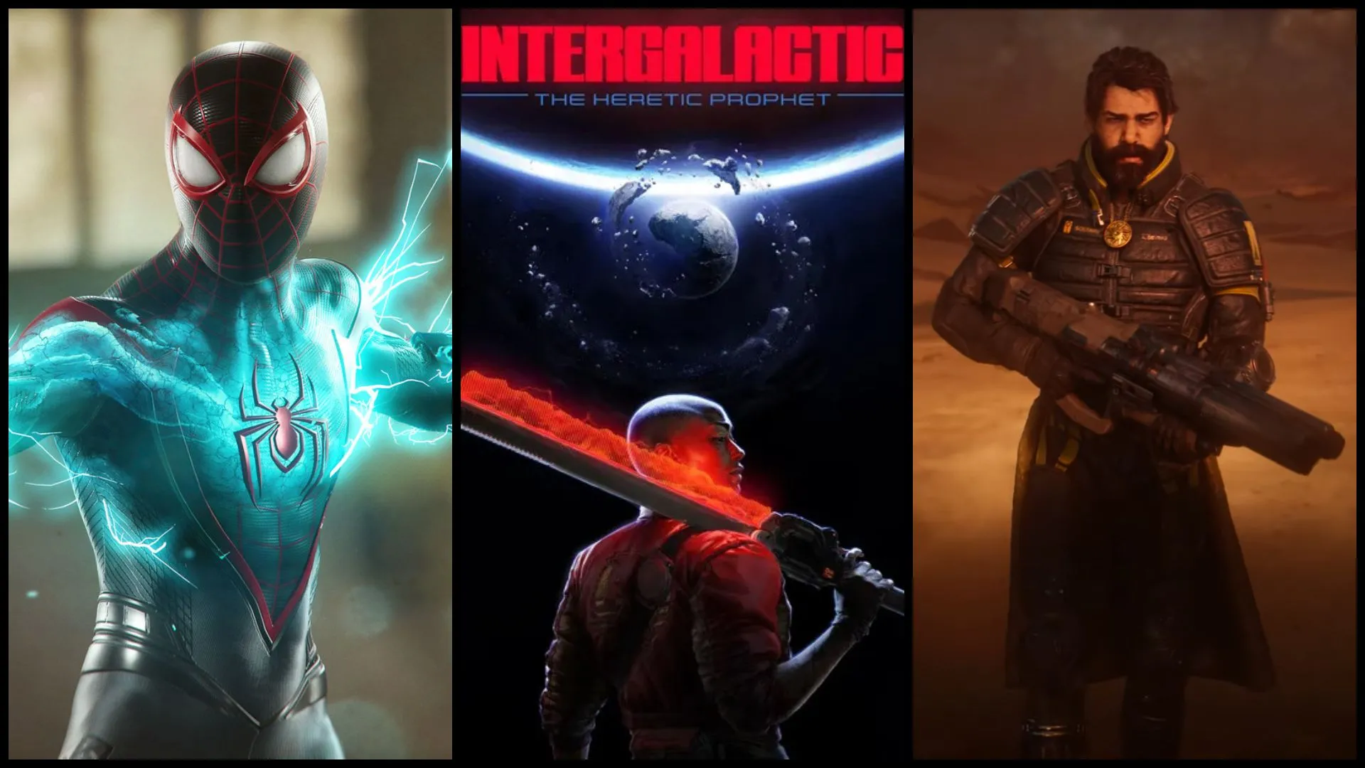 Các tựa game độc quyền PlayStation nổi bật bao gồm Spider-Man, Intergalactic và Saros, thể hiện danh mục game AAA của Sony.