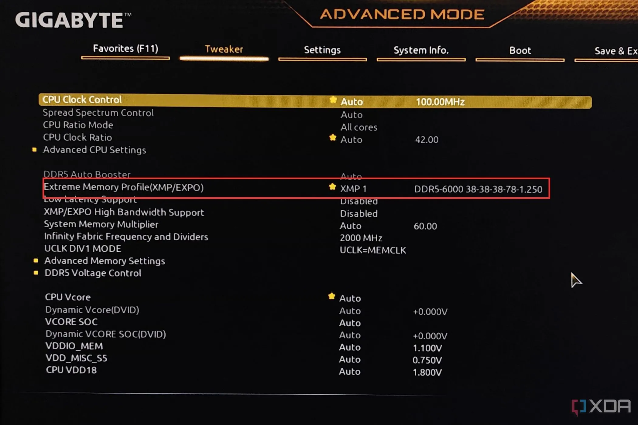 Cài đặt XMP (Extreme Memory Profile) trong BIOS mainboard Gigabyte, cần thiết cho RAM hoạt động tối ưu