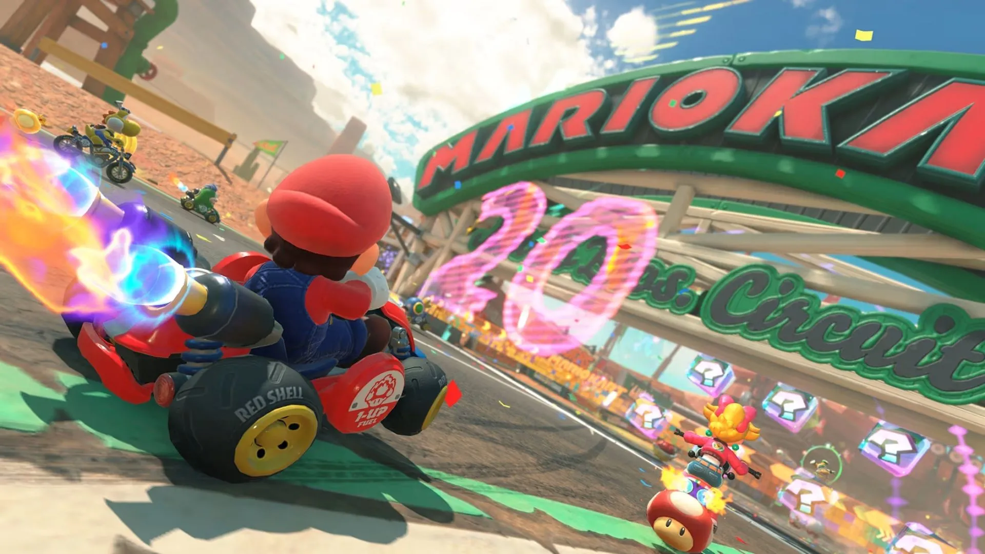 Cận cảnh nhân vật và xe đua trong Mario Kart World với chi tiết rõ nét về thiết kế hoạt hình
