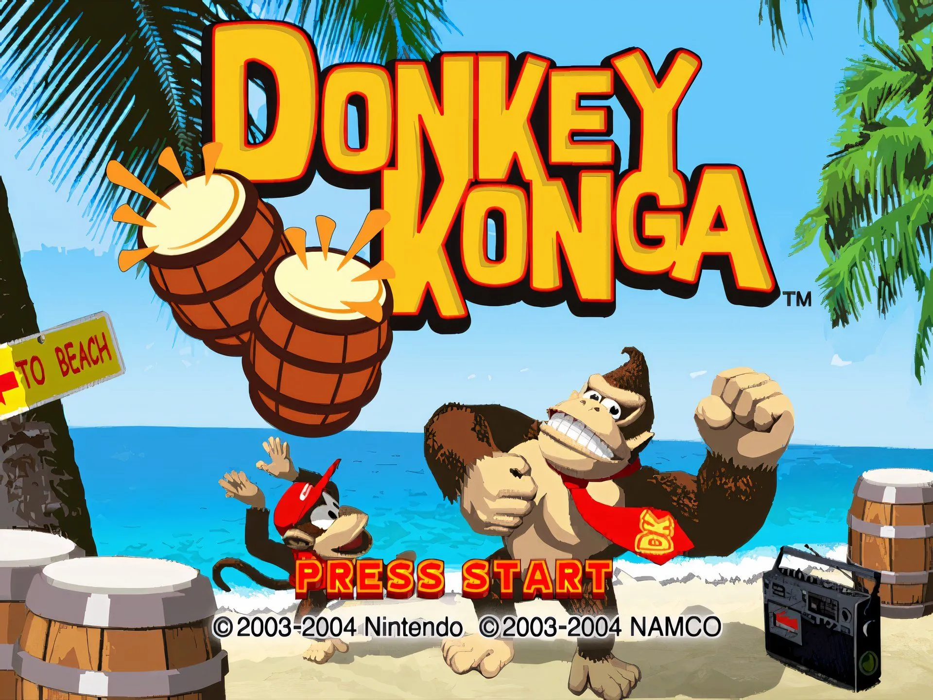 Cận cảnh tay cầm DK Bongo màu đỏ với logo Donkey Kong