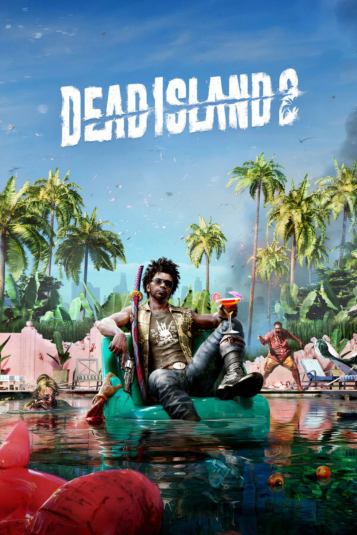 Cảnh chiến đấu rực rỡ và hài hước trong game hành động zombie Dead Island 2, bối cảnh California.