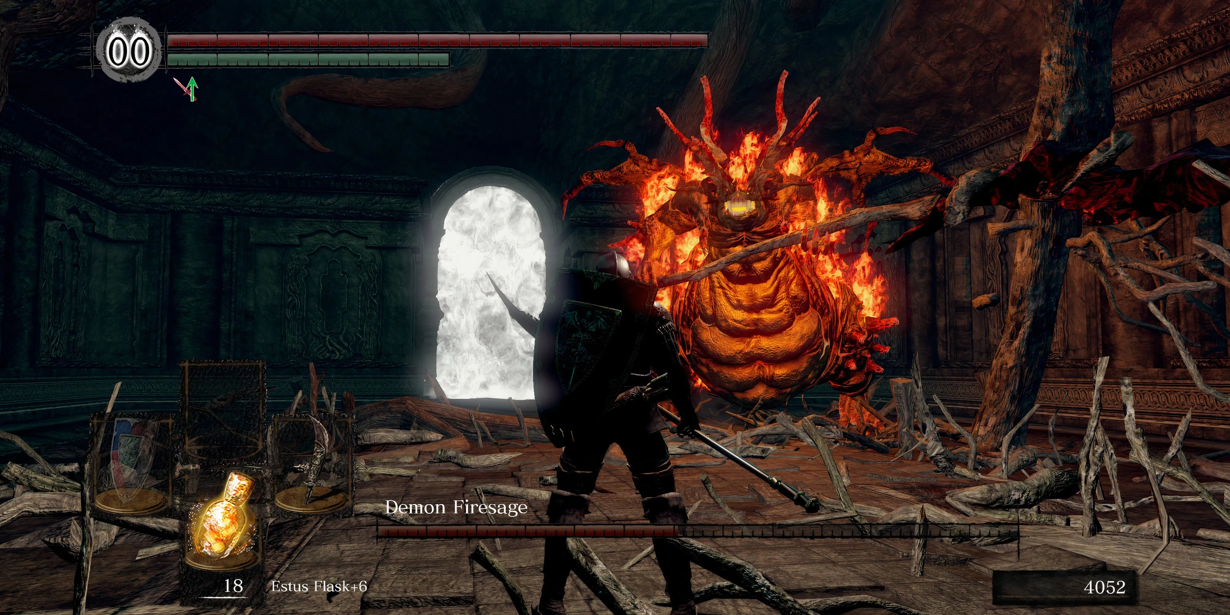 Cảnh chiến đấu trong Dark Souls với nhân vật hiệp sĩ