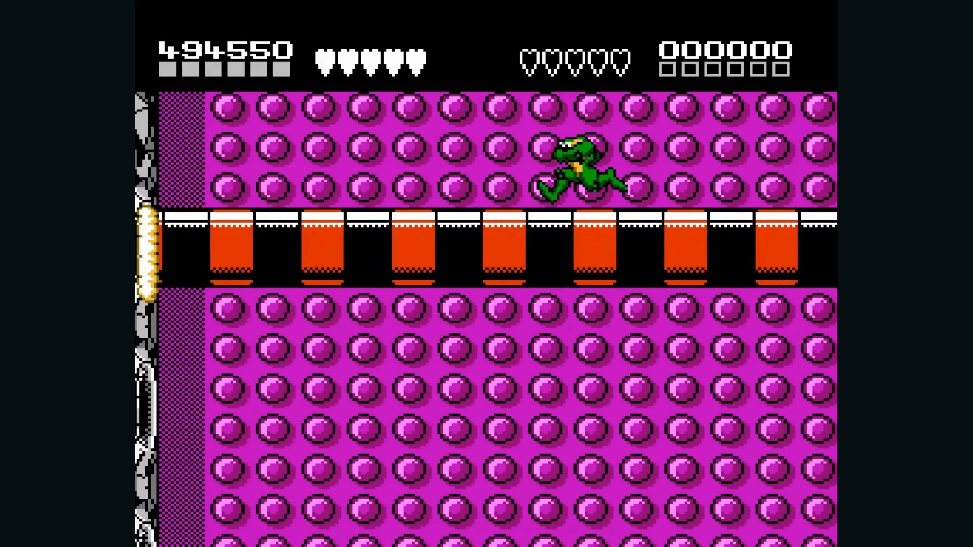Cảnh đua xe đầy thử thách trong Turbo Tunnel của Battletoads