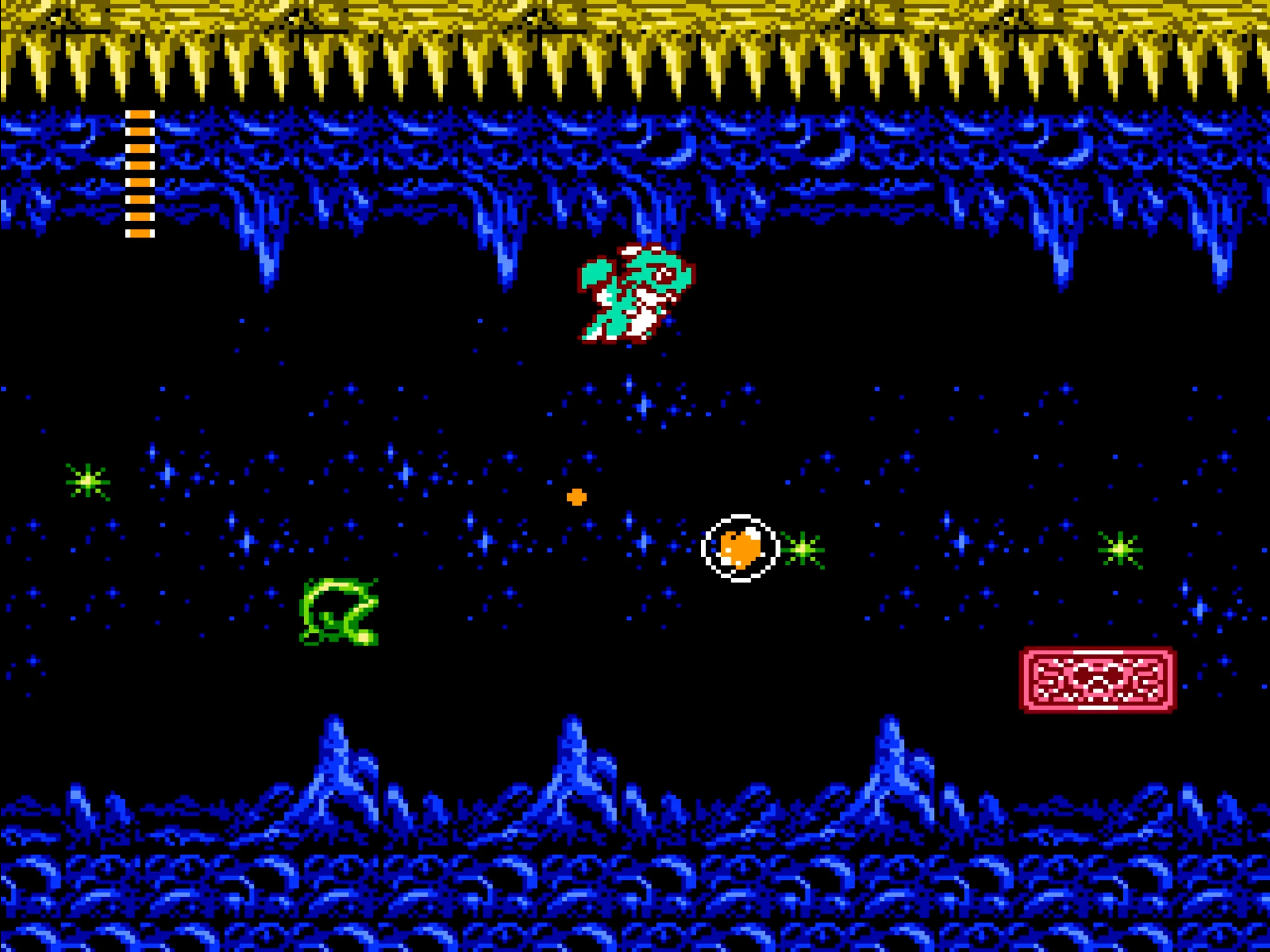 Cảnh gameplay của Little Samson trên NES với nhân vật chính đang di chuyển và tấn công