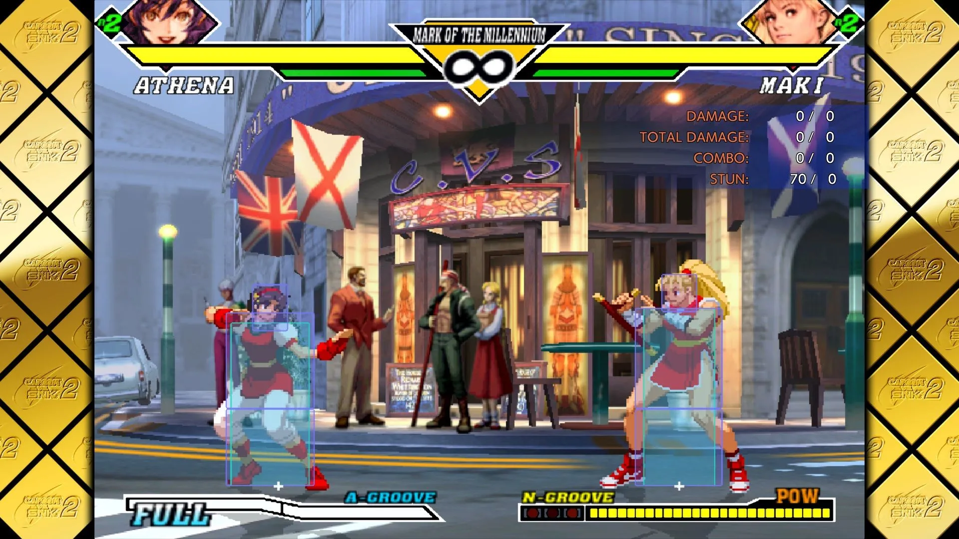 Cảnh gameplay đầy hành động trong Capcom Fighting Collection 2, thể hiện sự mượt mà của đồ họa