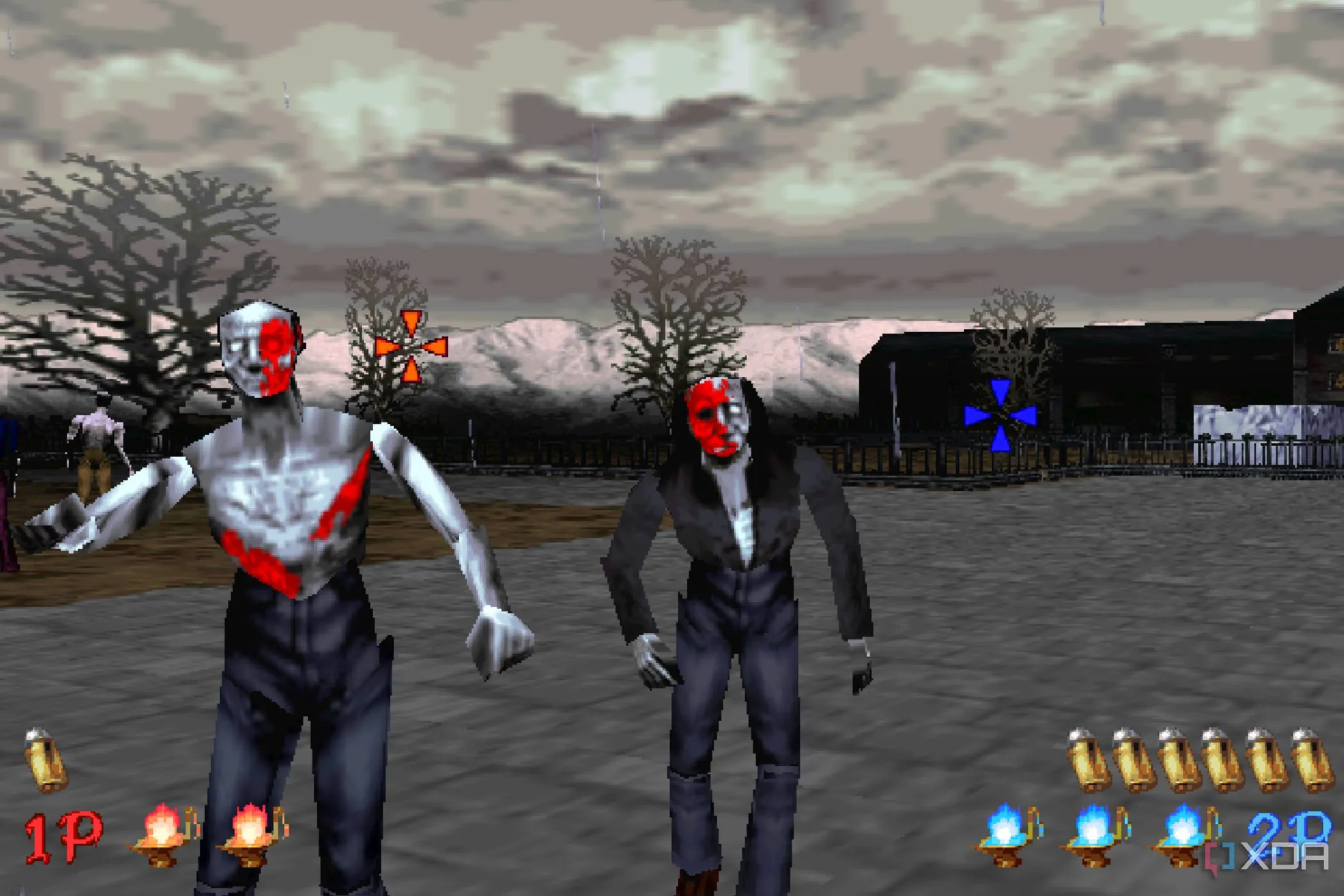 Cảnh nhiệm vụ mở đầu trong game The House of the Dead, một tựa game bắn súng kinh dị nổi tiếng.