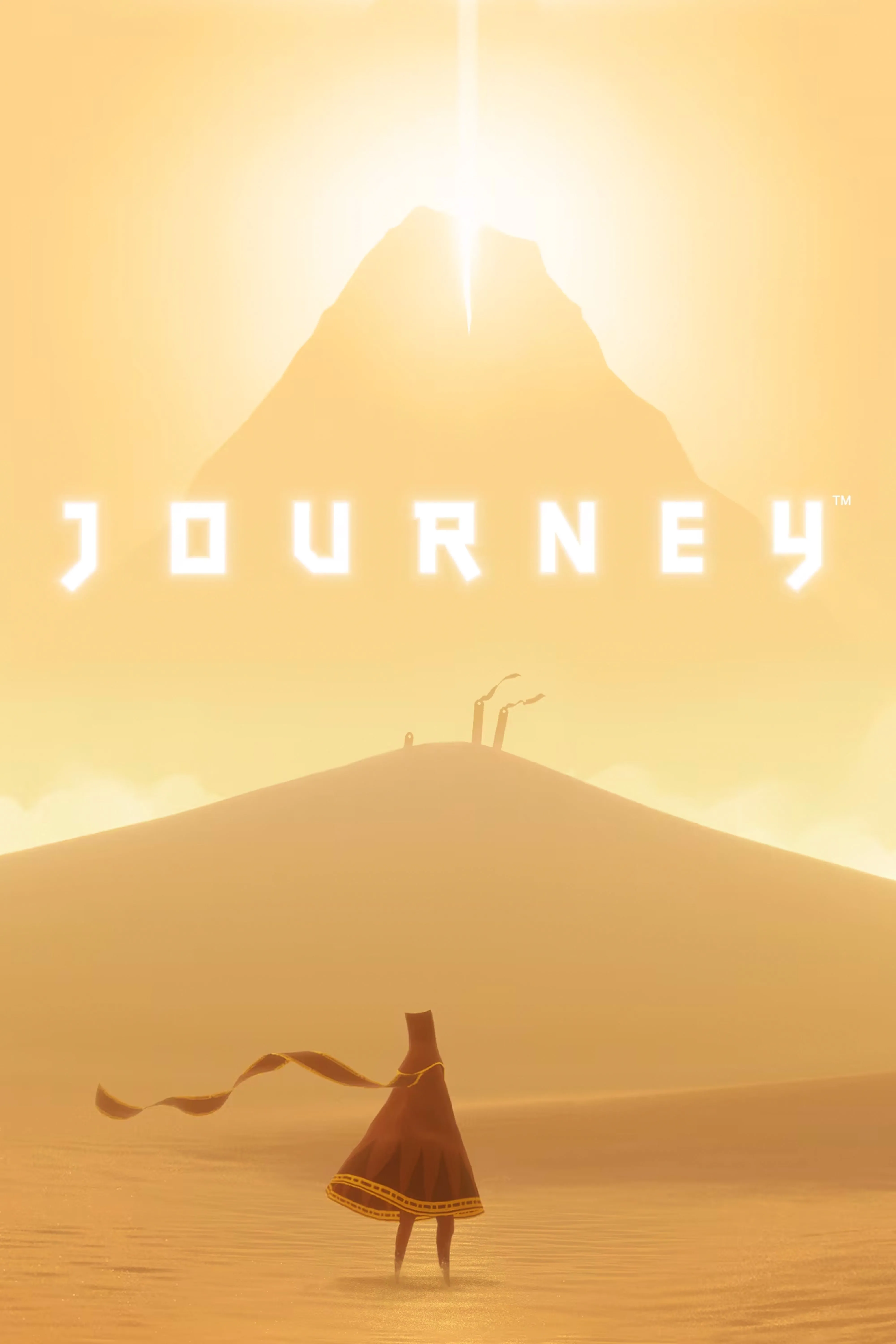 Cảnh quan sa mạc vàng cam rộng lớn trong Journey