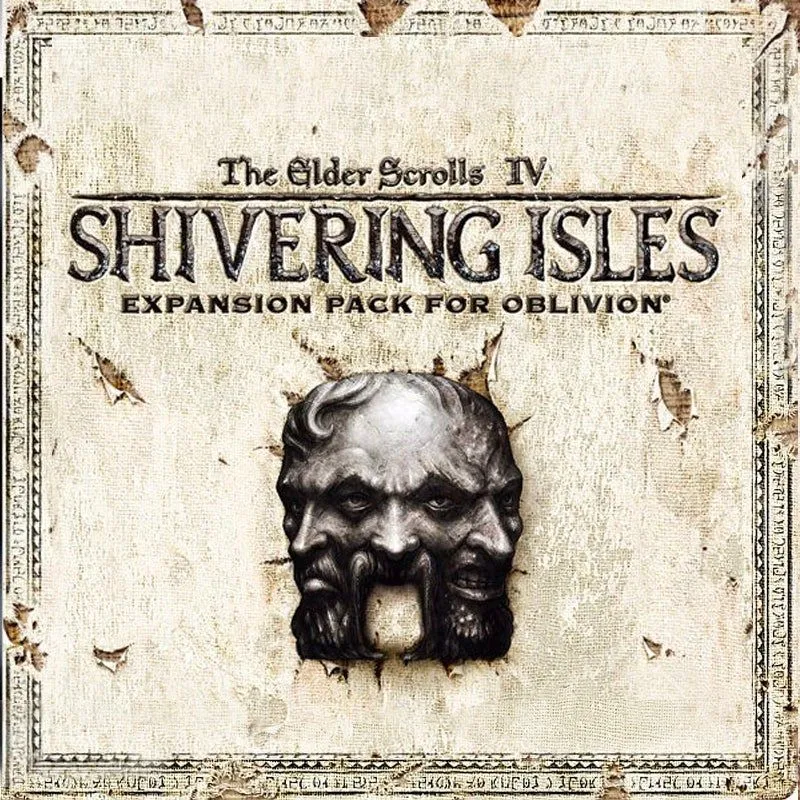 Cảnh quan siêu thực của Shivering Isles trong The Elder Scrolls IV: Oblivion, với cây cối và kiến trúc độc đáo