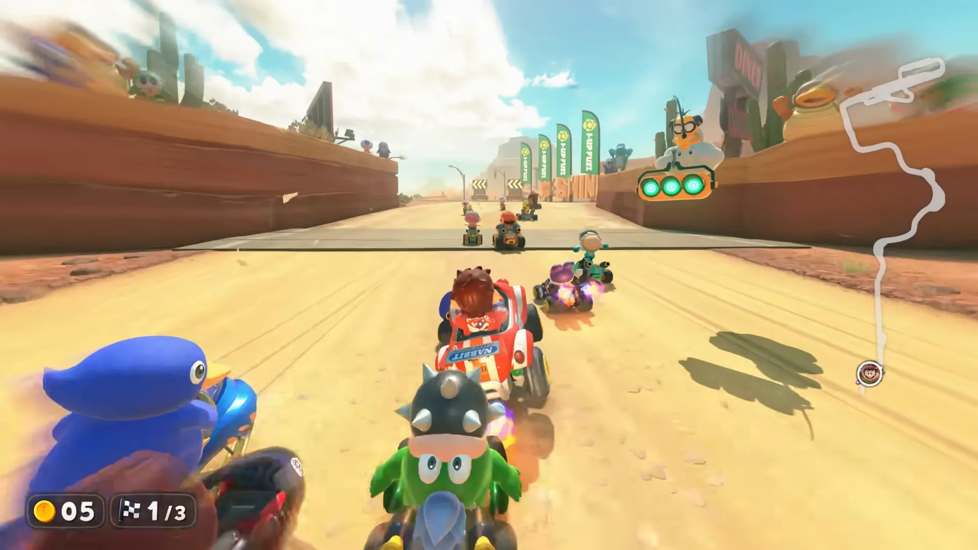Cảnh quay gameplay hoành tráng của Mario Kart World trên Nintendo Switch 2 với nhiều tay đua