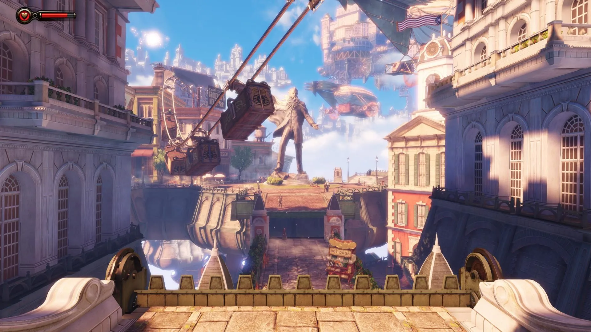 Cảnh quay từ game BioShock Infinite, một tựa game nổi tiếng với cốt truyện sâu sắc và nghệ thuật độc đáo
