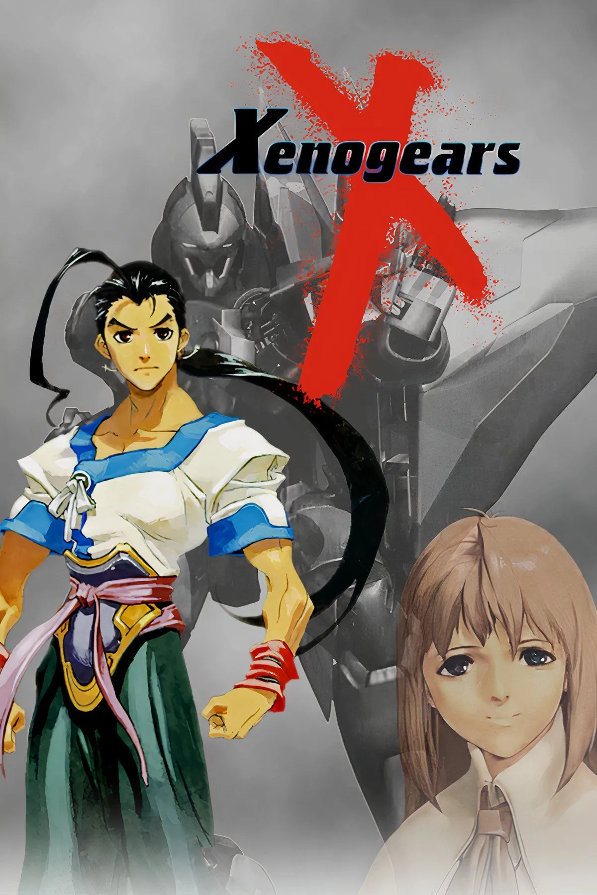 Cảnh trong game Xenogears với nhân vật chính Fei Fong Wong điều khiển người máy Gear chiến đấu