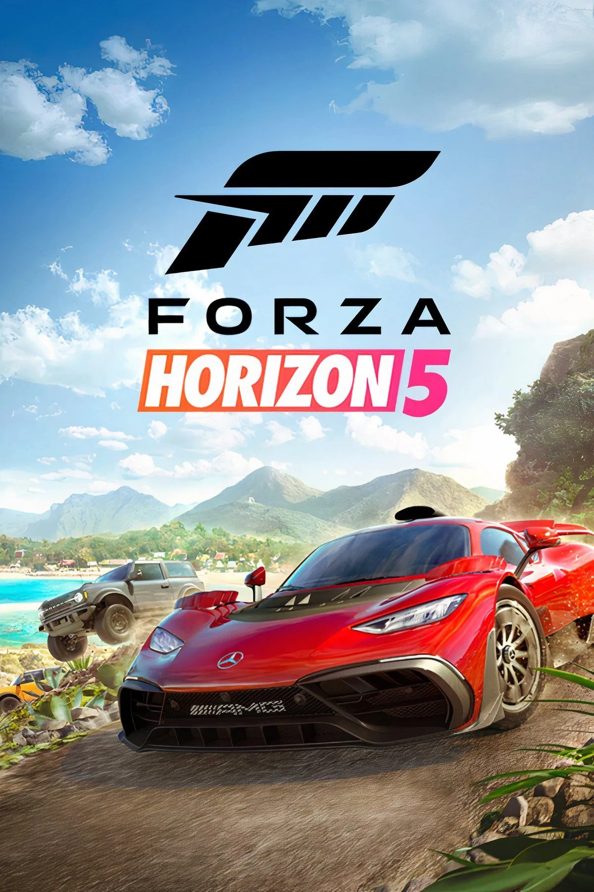 Cảnh xe hơi thể thao chạy trên đường cao tốc trong trò chơi Forza Horizon 5
