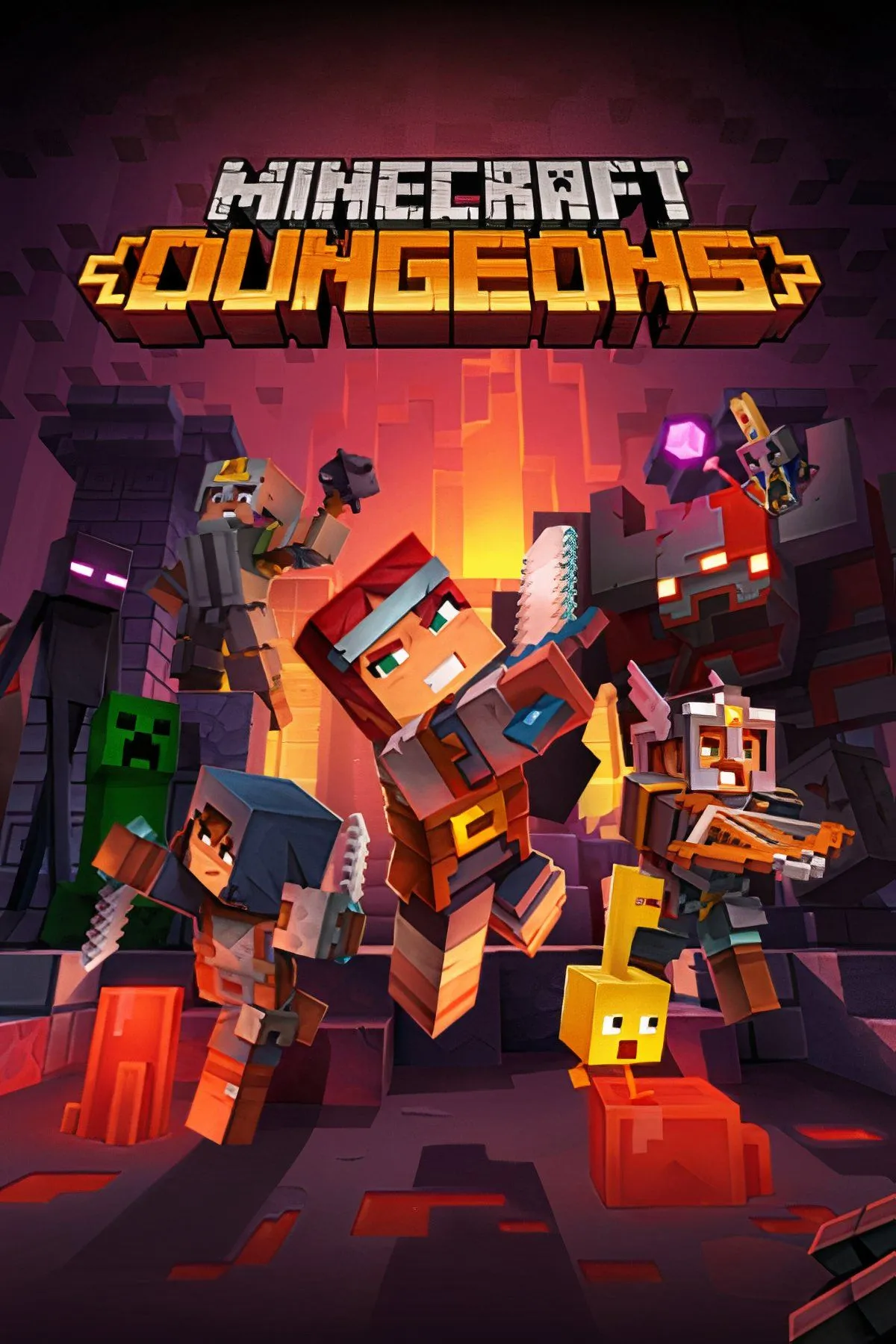 Cặp đôi chiến đấu cùng nhau trong game phiêu lưu hành động Minecraft Dungeons theo phong cách hack-and-slash
