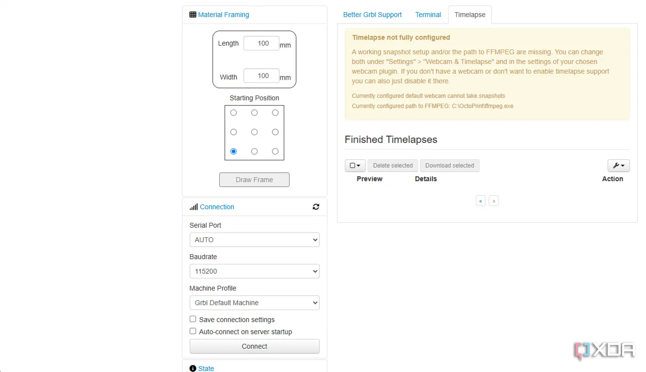 Cấu hình cài đặt GRBL trong OctoPrint