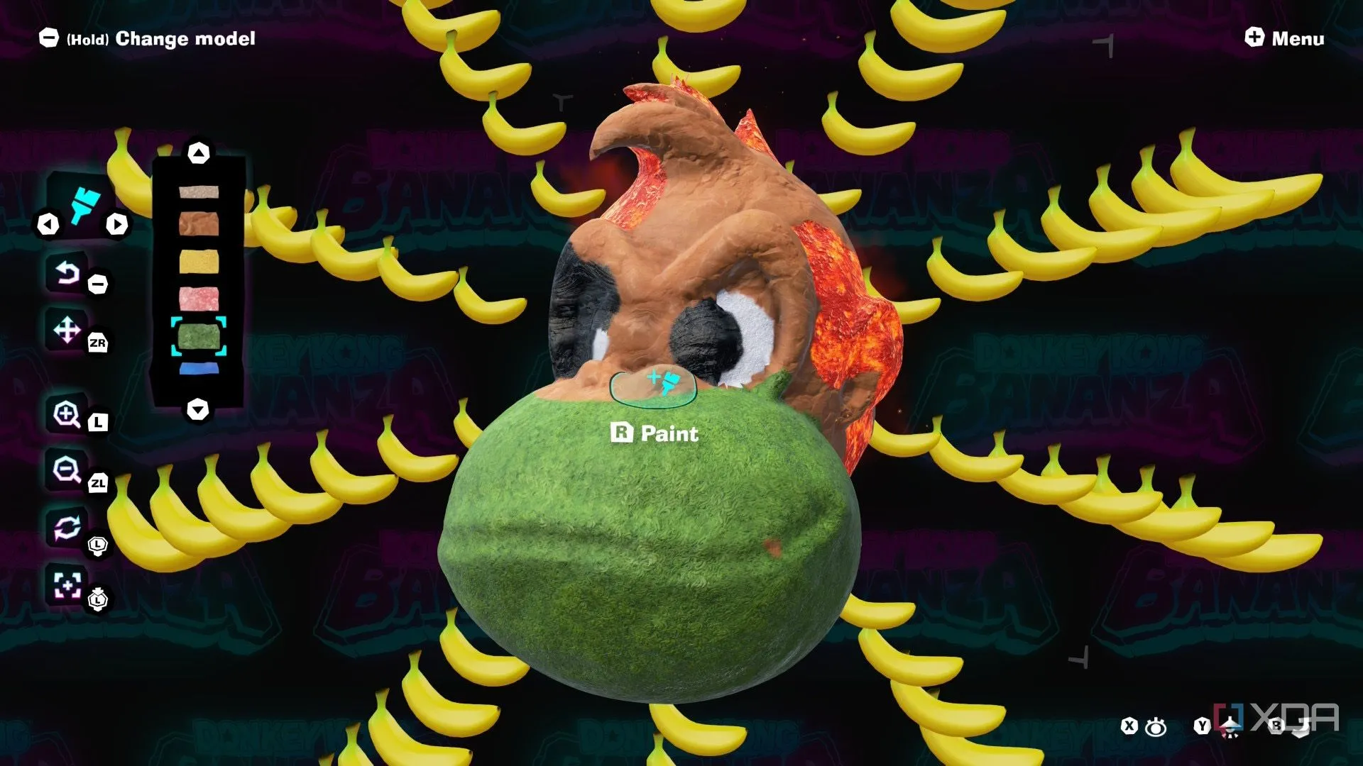 Chế độ Artist Mode trong Donkey Kong Bananza, cho phép người chơi thỏa sức sáng tạo và điêu khắc