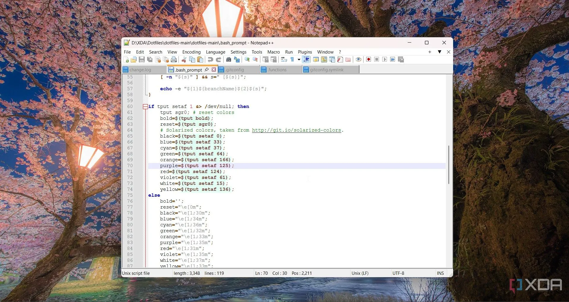Chỉnh sửa tập tin dotfile bash_prompt trong Notepad++