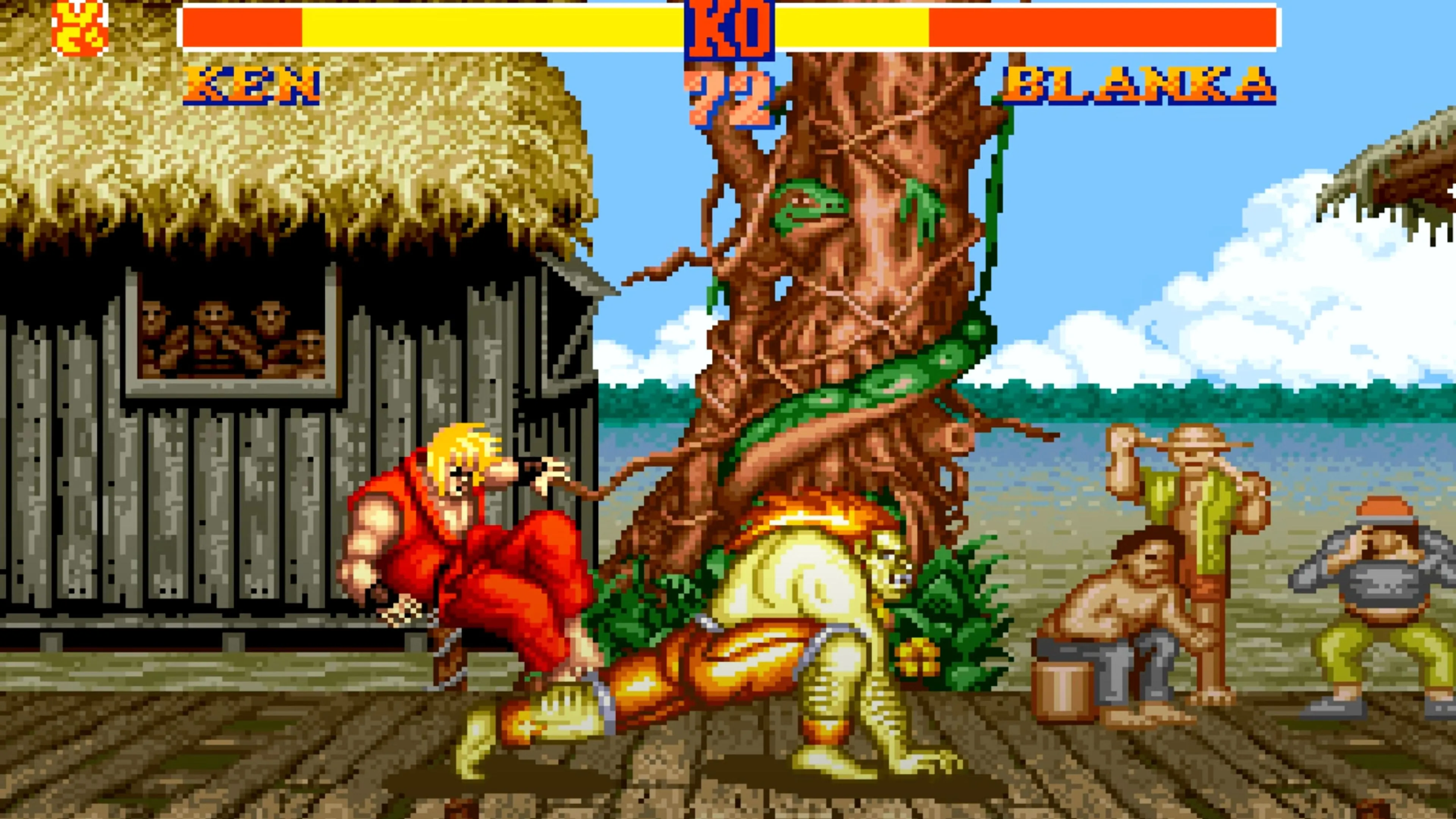 Chun-Li thực hiện chiêu Spinning Bird Kick trong một trận đấu Street Fighter II