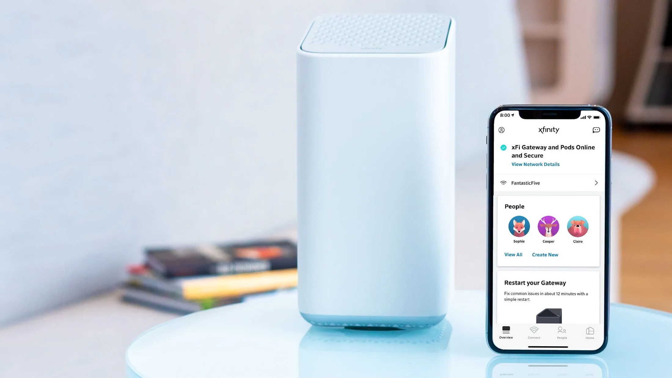 Cổng kết nối Internet Xfinity XFi và giao diện ứng dụng điều khiển - ví dụ về modem cáp ISP cung cấp