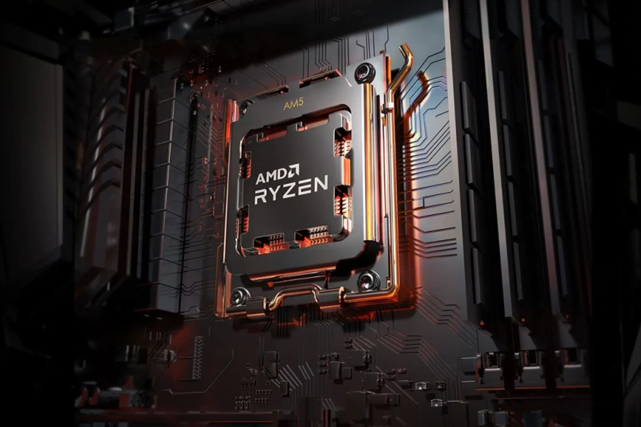 CPU AMD Ryzen 7000 gắn trên bo mạch chủ AM5, minh họa cho số nhân CPU