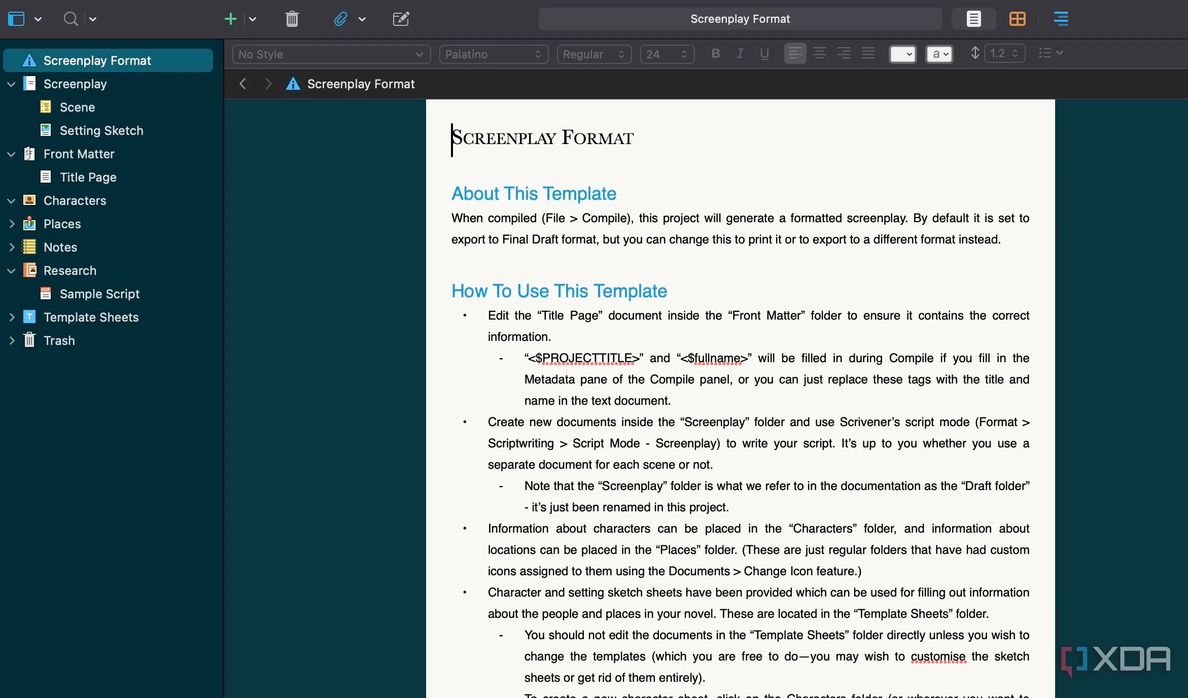 Cửa hàng giao diện của Scrivener với các tùy chọn chủ đề đa dạng để cá nhân hóa môi trường viết