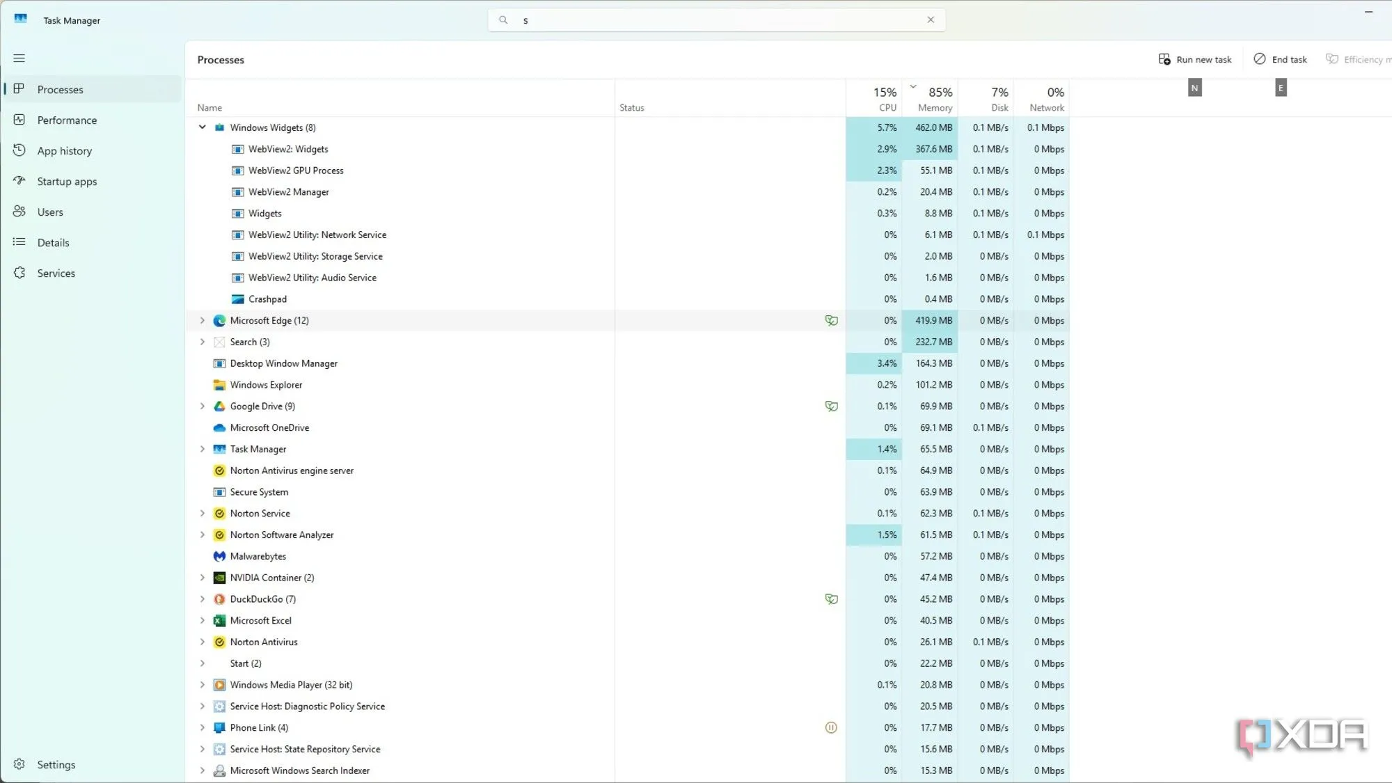 Cửa sổ Widgets trong Windows 11
