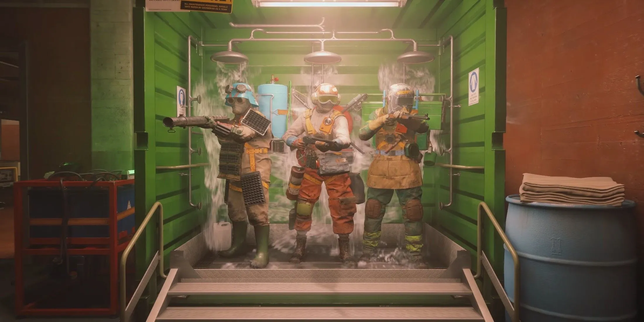 Đặc vụ FBC Firebreak sử dụng Crisis Kit để tưới nước hoặc làm ướt quái vật Hiss trong một nhiệm vụ