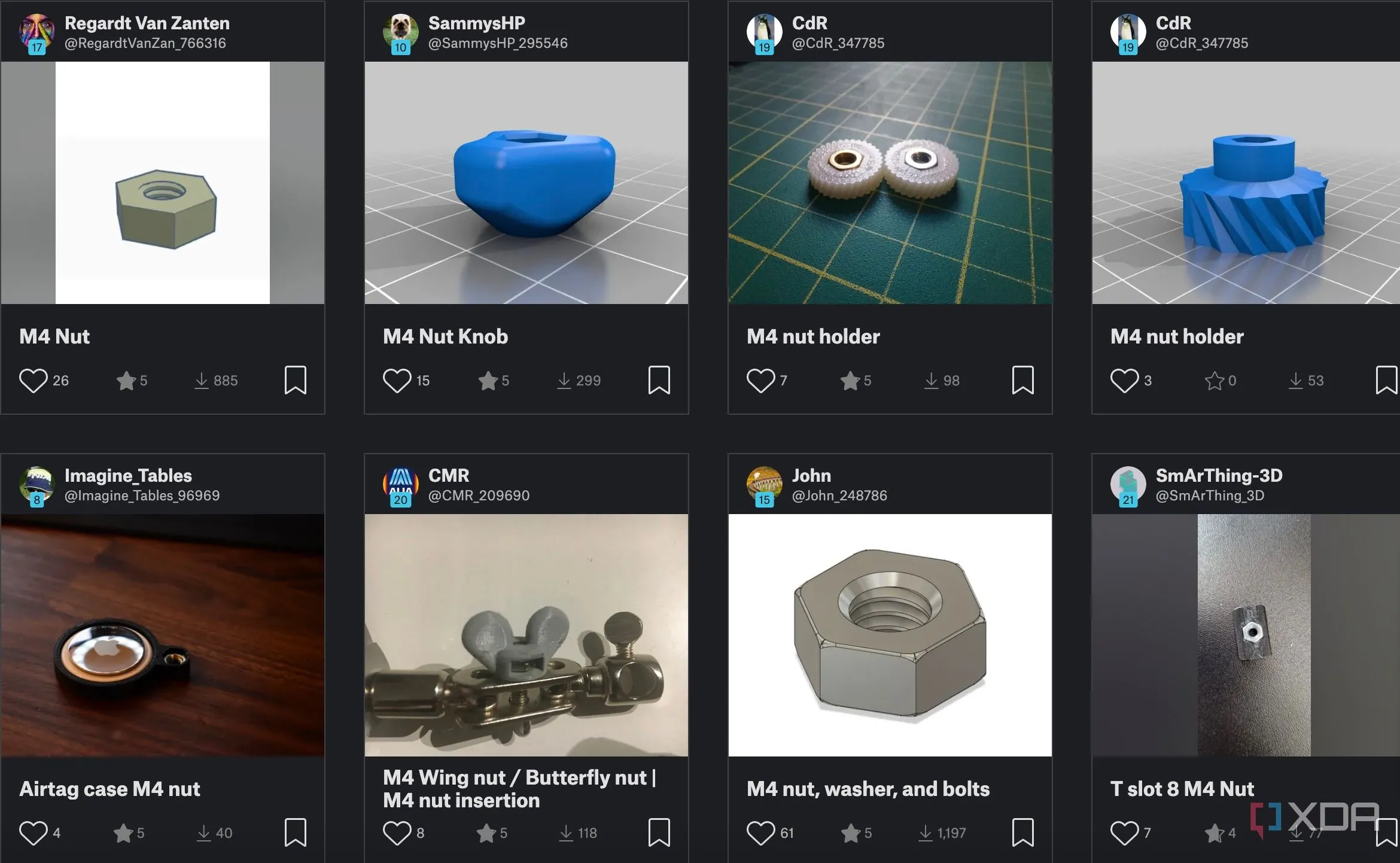 Đai ốc và bu lông tùy chỉnh có thể in 3D cho các dự án DIY