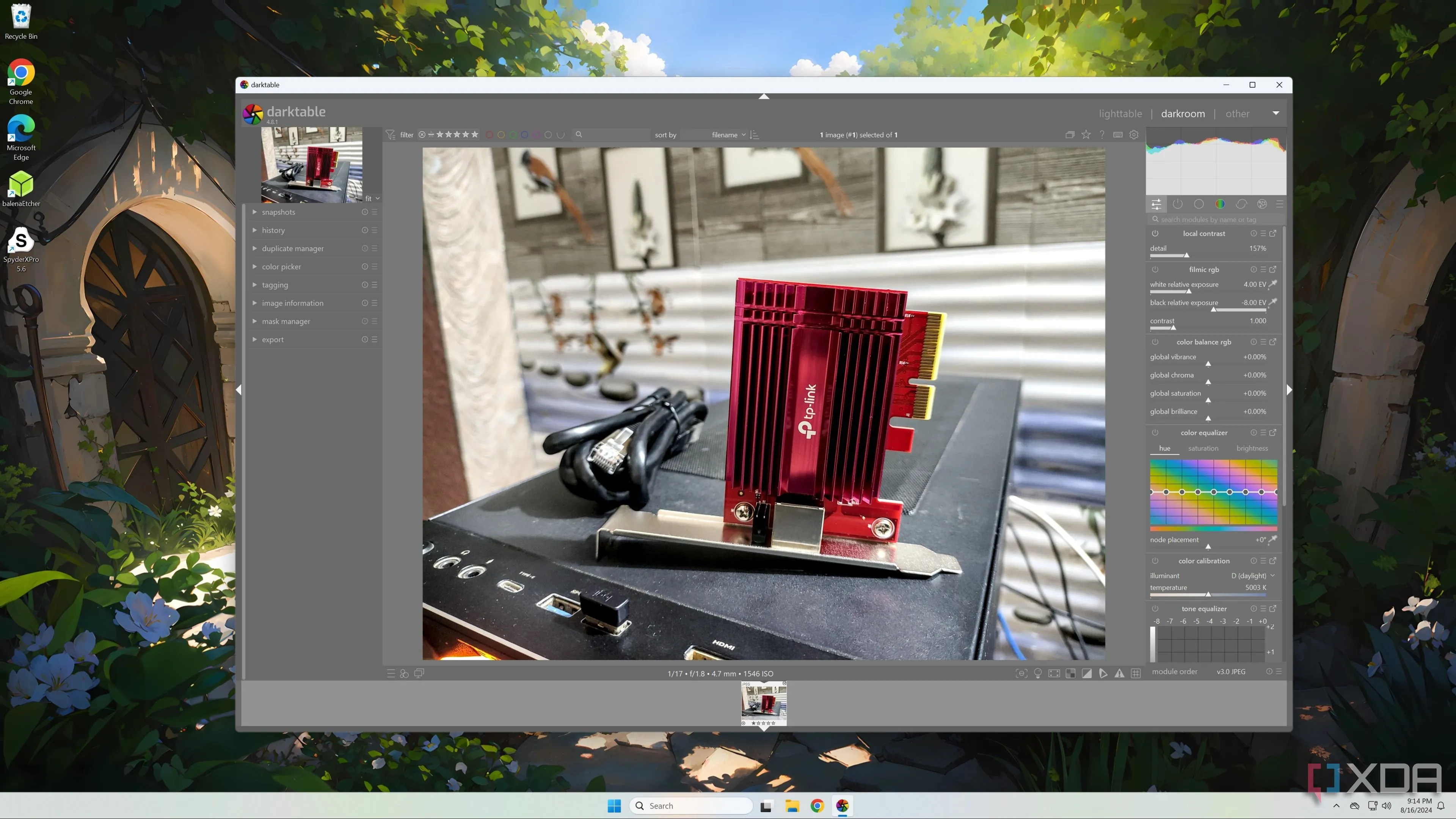 Darktable chạy trên hệ điều hành Windows 11