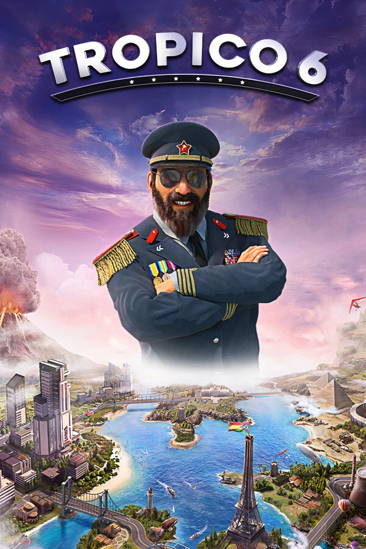 El Presidente đứng trên ban công với dân chúng trên đảo nhiệt đới trong Tropico 6